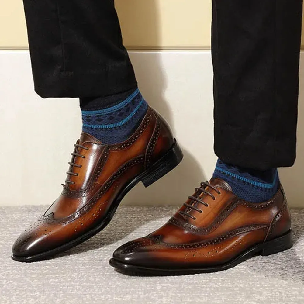Classic Wing-tip Brogue Style Oxford Men's Dress Shoes