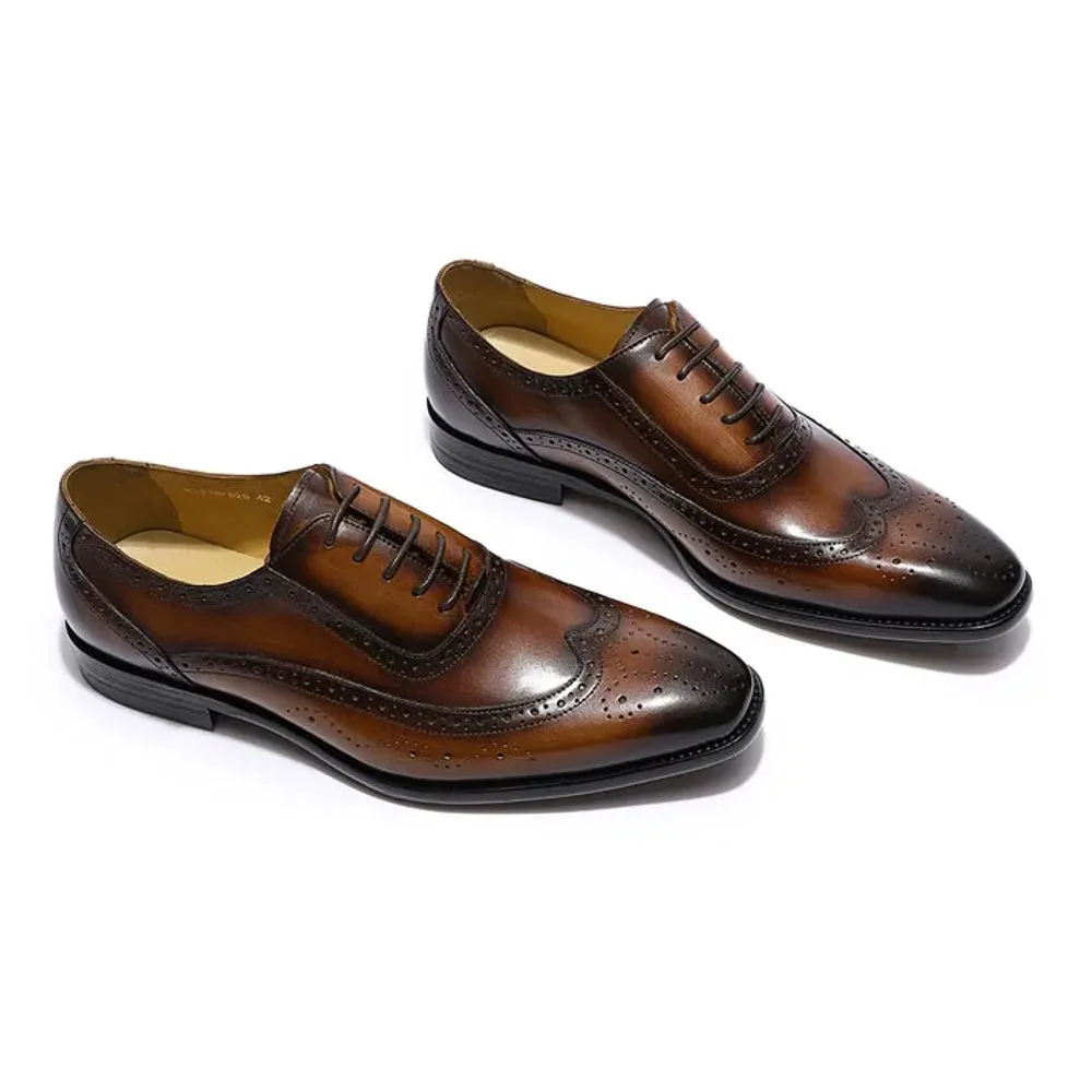 Classic Wing-tip Brogue Style Oxford Men's Dress Shoes