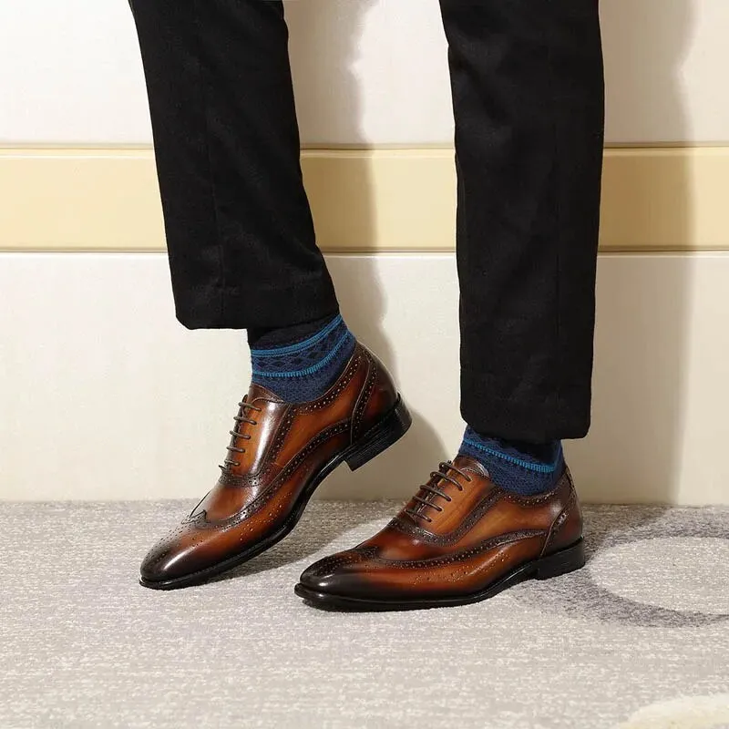 Classic Wing-tip Brogue Style Oxford Men's Dress Shoes