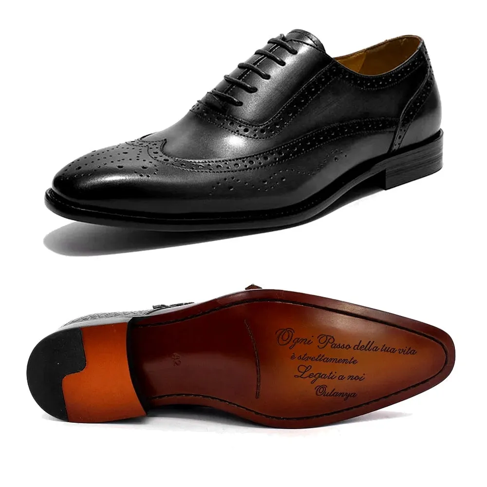 Classic Wing-tip Brogue Style Oxford Men's Dress Shoes