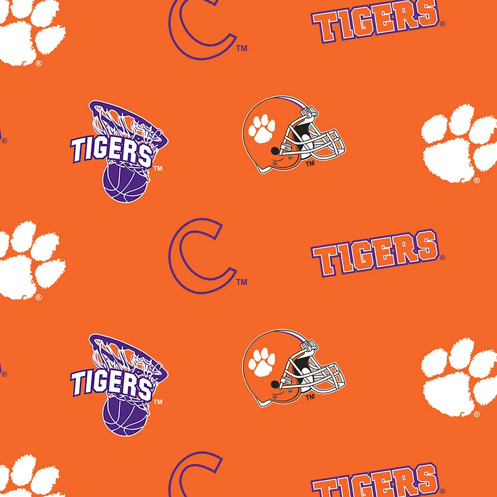 CLEMSON UNIVERSITY-Tossed Allover Fleece-100% Polyester-CLEM035