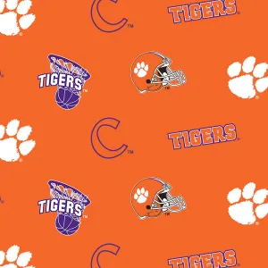 CLEMSON UNIVERSITY-Tossed Allover Fleece-100% Polyester-CLEM035