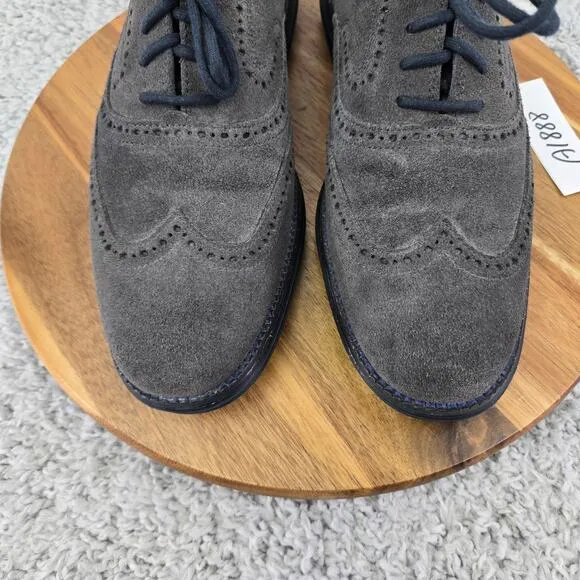 Cole Haan Grand Os Gray Suede Brogue Business Casual Wingtip Oxford Mens 9 M