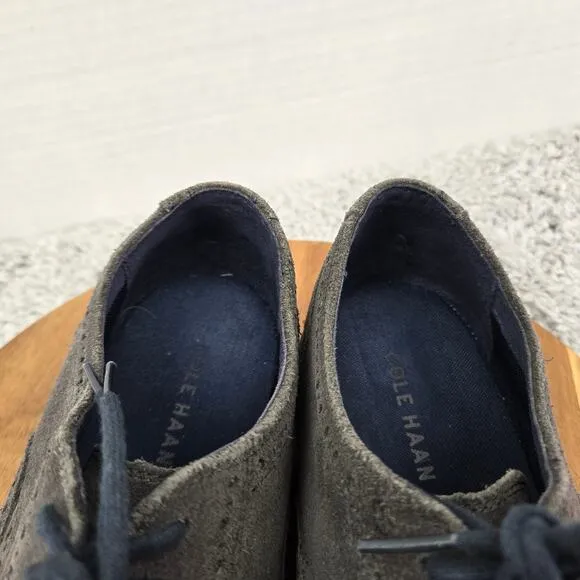 Cole Haan Grand Os Gray Suede Brogue Business Casual Wingtip Oxford Mens 9 M