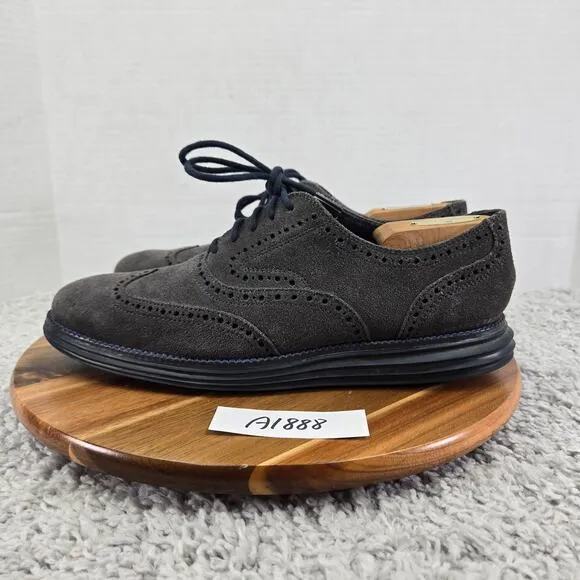 Cole Haan Grand Os Gray Suede Brogue Business Casual Wingtip Oxford Mens 9 M