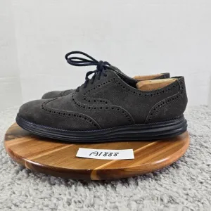 Cole Haan Grand Os Gray Suede Brogue Business Casual Wingtip Oxford Mens 9 M