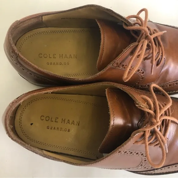 Cole Haan Grand O.S Madison Wingtip Oxford Leather British Tan Mens Size 10.5