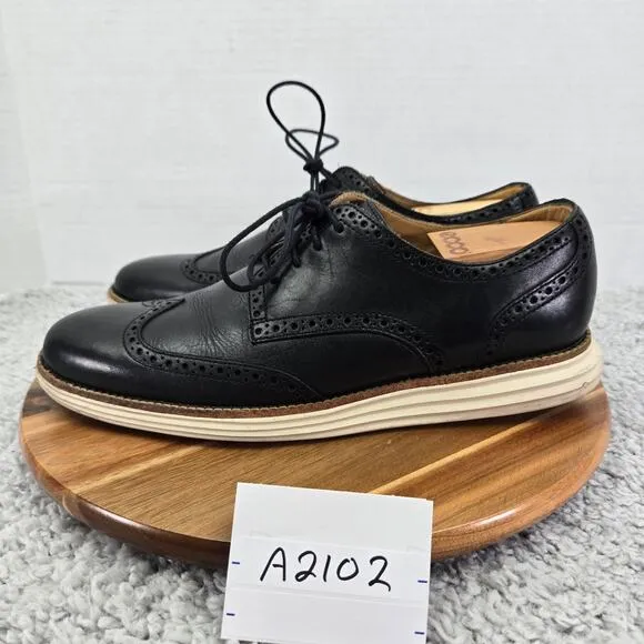 Cole Haan LunarGrand Black Leather Wingtip Brogue Business Casual Oxford Mens 10