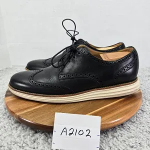 Cole Haan LunarGrand Black Leather Wingtip Brogue Business Casual Oxford Mens 10