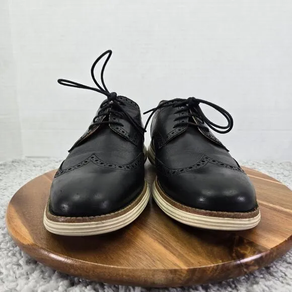 Cole Haan LunarGrand Black Leather Wingtip Brogue Business Casual Oxford Mens 10