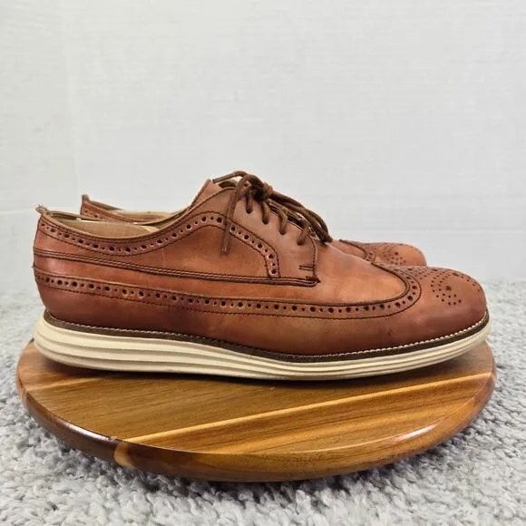 Cole Haan Original Grand Brown Woodbury Long Wingtip Daily Casual Oxford Mens 10