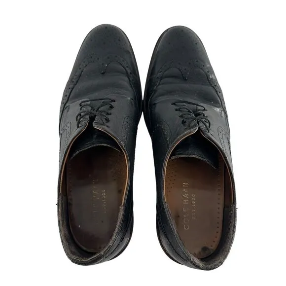 Cole Haan Oxford Shoe Mens 8M Black Leather Grand OS Warren Wingtip Classic