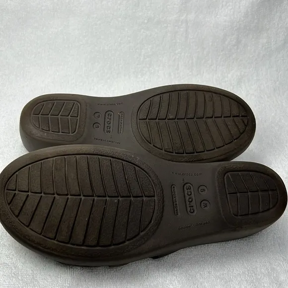 Crocs, brown sandals, worn once