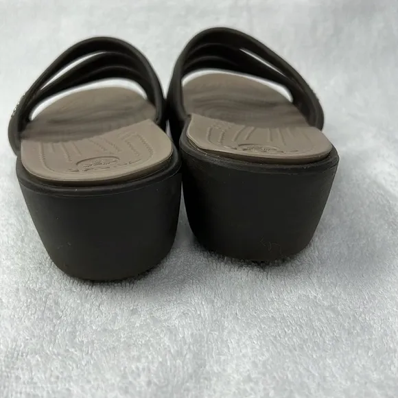 Crocs, brown sandals, worn once