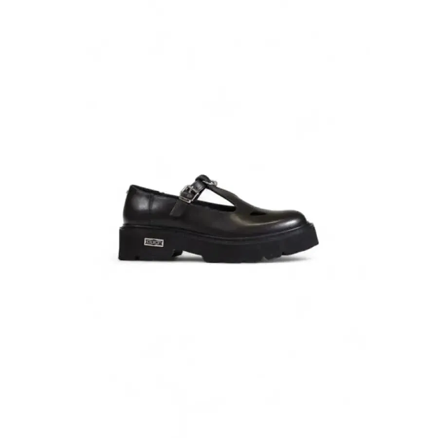 Cult Women Black Plain Leather Sandals