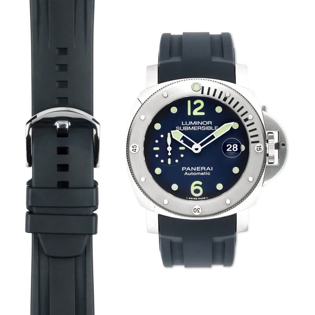 Curved End Rubber Strap for Panerai Luminor Submersible Models with Tang Buckle