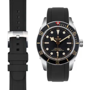 Curved End Rubber Strap for Tudor Black Bay 58 with Tang Buckle