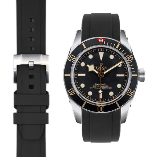 Curved End Rubber Strap for Tudor Black Bay 58 with Tang Buckle