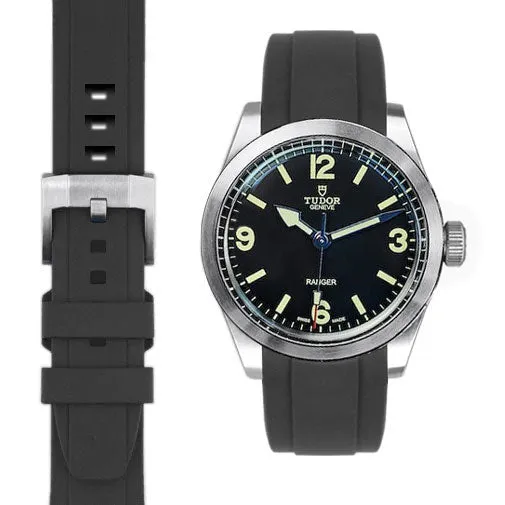 Curved End Rubber Strap for Tudor Ranger with Tang Buckle
