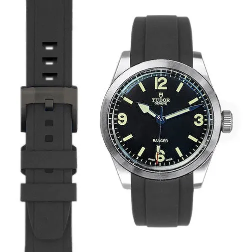 Curved End Rubber Strap for Tudor Ranger with Tang Buckle