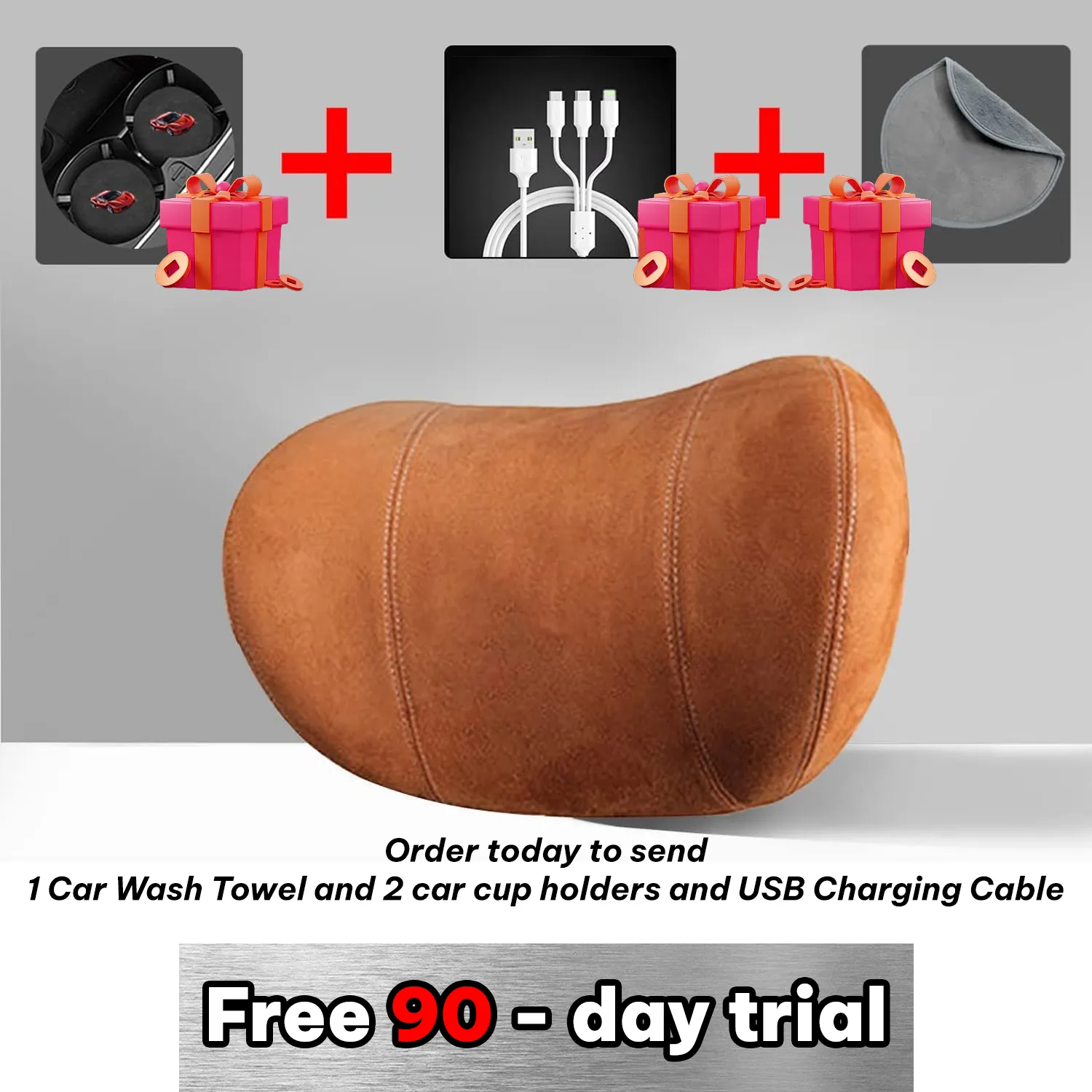 Custom Text For Car Headrest (2 PCS), Compatible with All Cars, 2023 Update Version Premium Memory Foam Car Neck Pillow PF15985