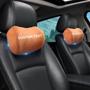 Custom Text For Car Headrest (2 PCS), Compatible with All Cars, 2023 Update Version Premium Memory Foam Car Neck Pillow PF15985