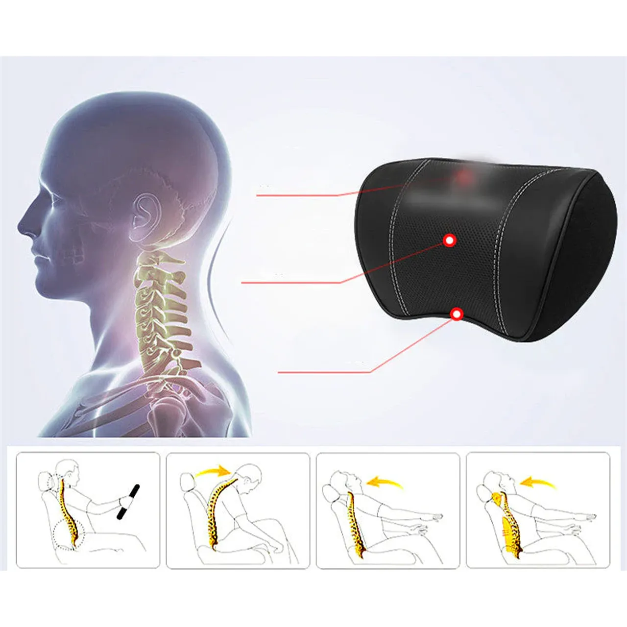 Custom Text For Car Headrest Neck Pillow and Lumbar Support Back Cushion Kit, Compatible with All Cars, Memory Foam Erognomic Design Universal Fit Muscle Pain and Tension Relief for Car Seat MC13992