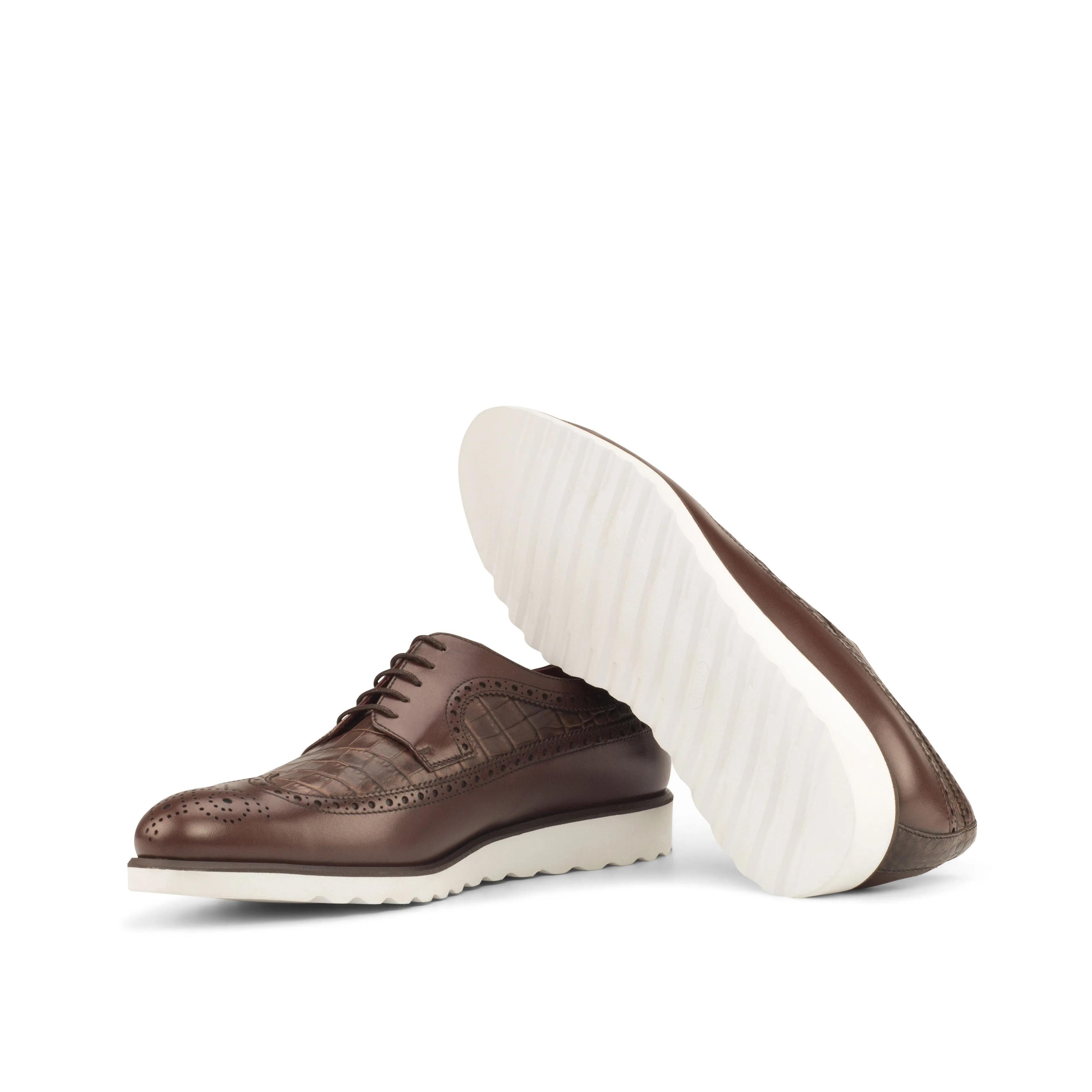 DapperFam Zephyr in Dark Brown Men's Italian Leather Longwing Blucher