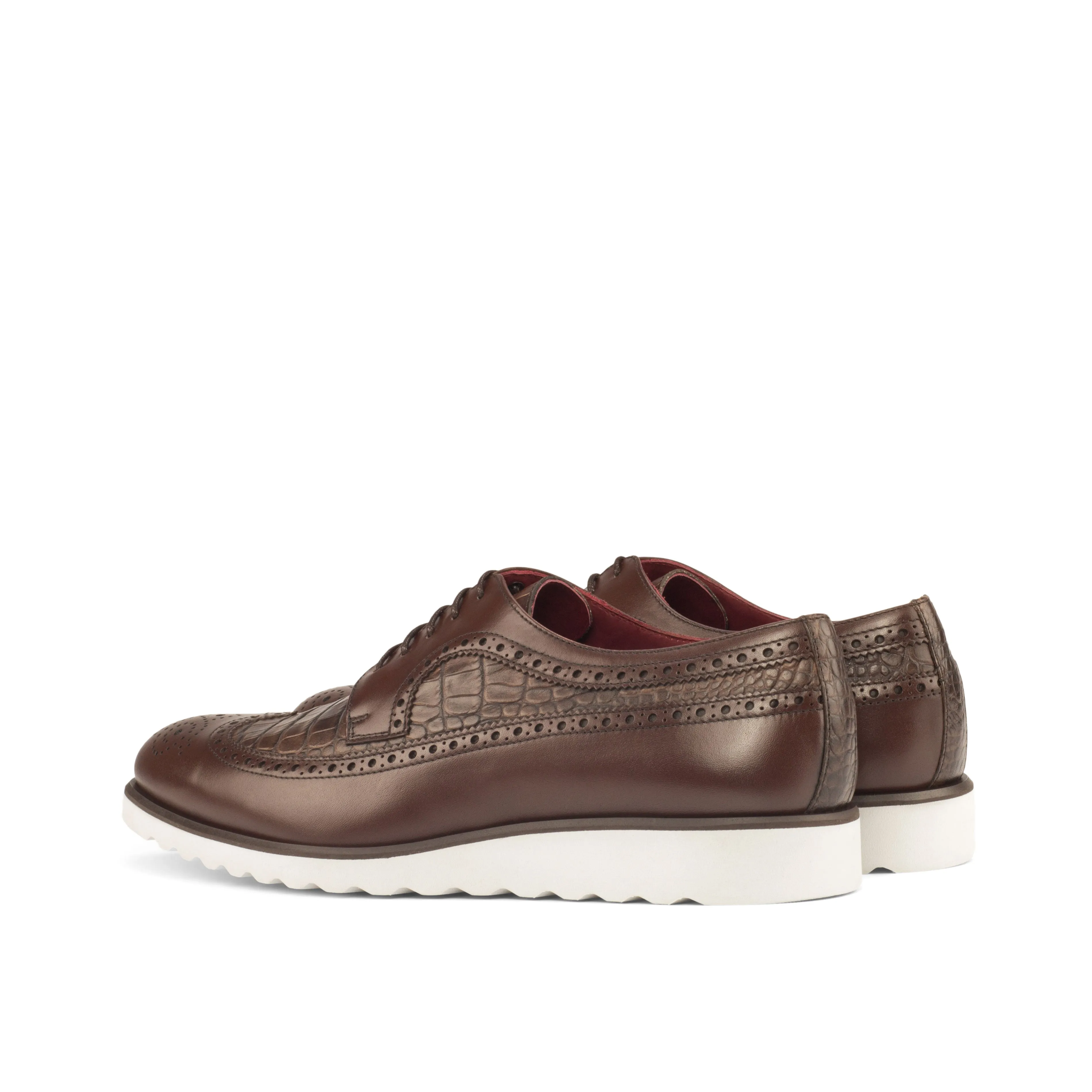 DapperFam Zephyr in Dark Brown Men's Italian Leather Longwing Blucher
