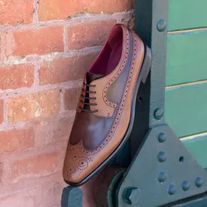 DapperFam Zephyr in Med Brown / Dark Brown Men's Italian Leather Longwing Blucher