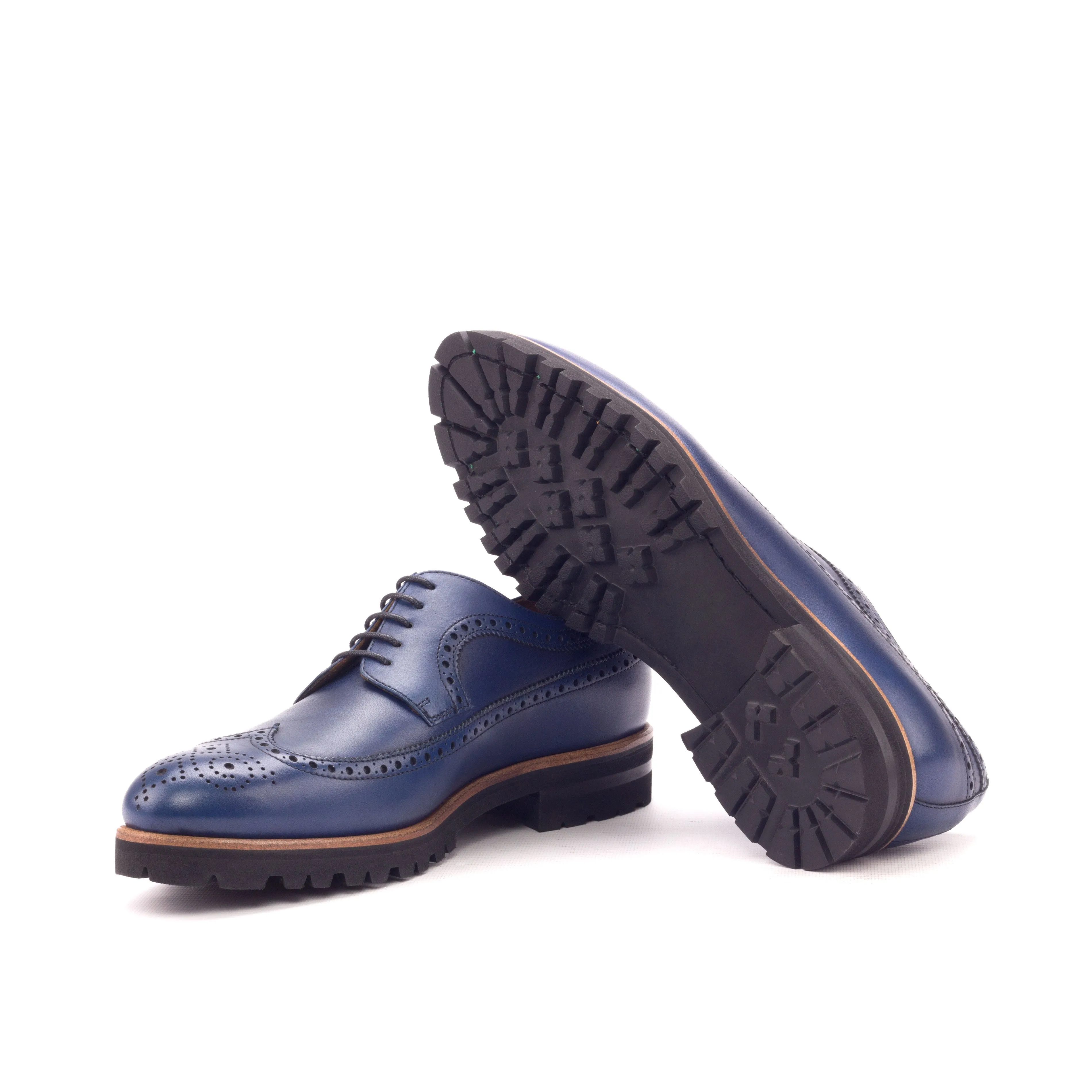 DapperFam Zephyr in Navy Men's Italian Leather Longwing Blucher