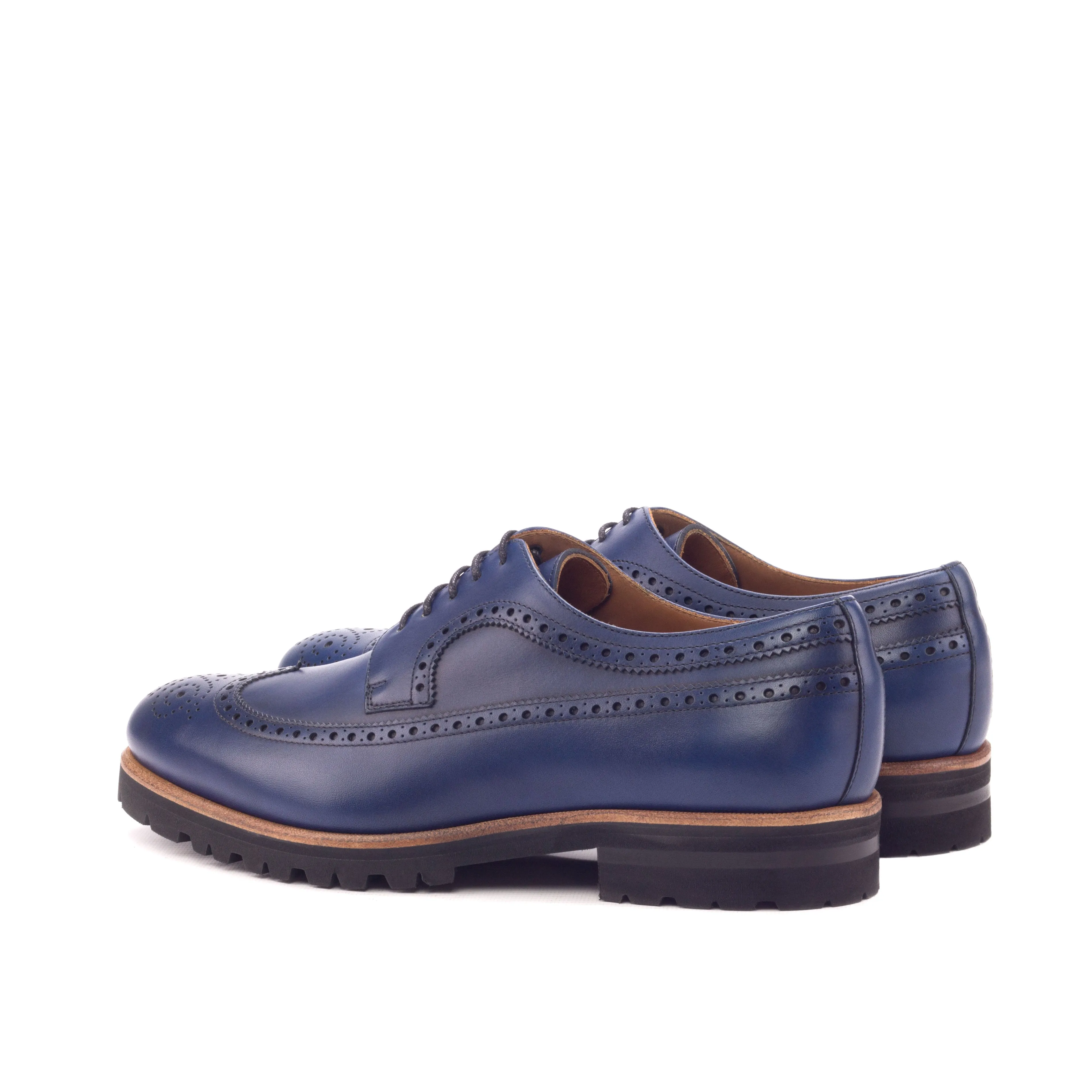 DapperFam Zephyr in Navy Men's Italian Leather Longwing Blucher