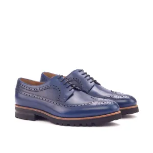 DapperFam Zephyr in Navy Men's Italian Leather Longwing Blucher