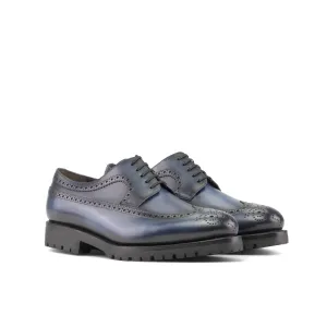 DapperFam Zephyr in Navy Men's Italian Leather Longwing Blucher