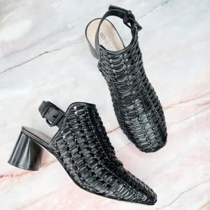 Donald J Pliner Cassie Woven Black Sling Back Heels Shoes 9