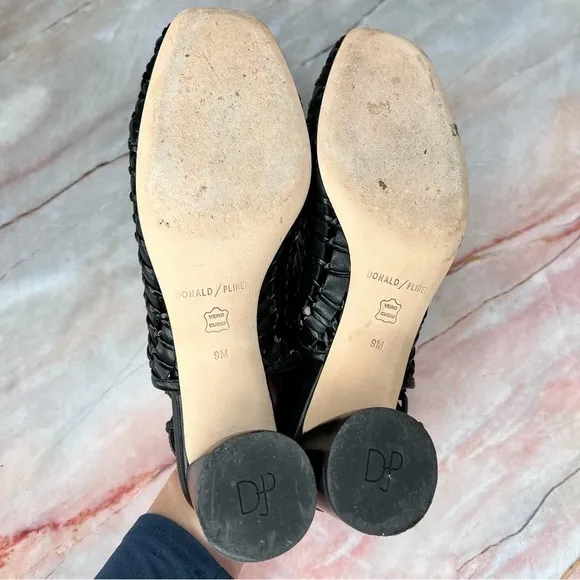 Donald J Pliner Cassie Woven Black Sling Back Heels Shoes 9