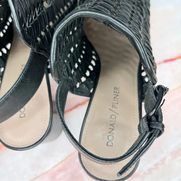 Donald J Pliner Cassie Woven Black Sling Back Heels Shoes 9