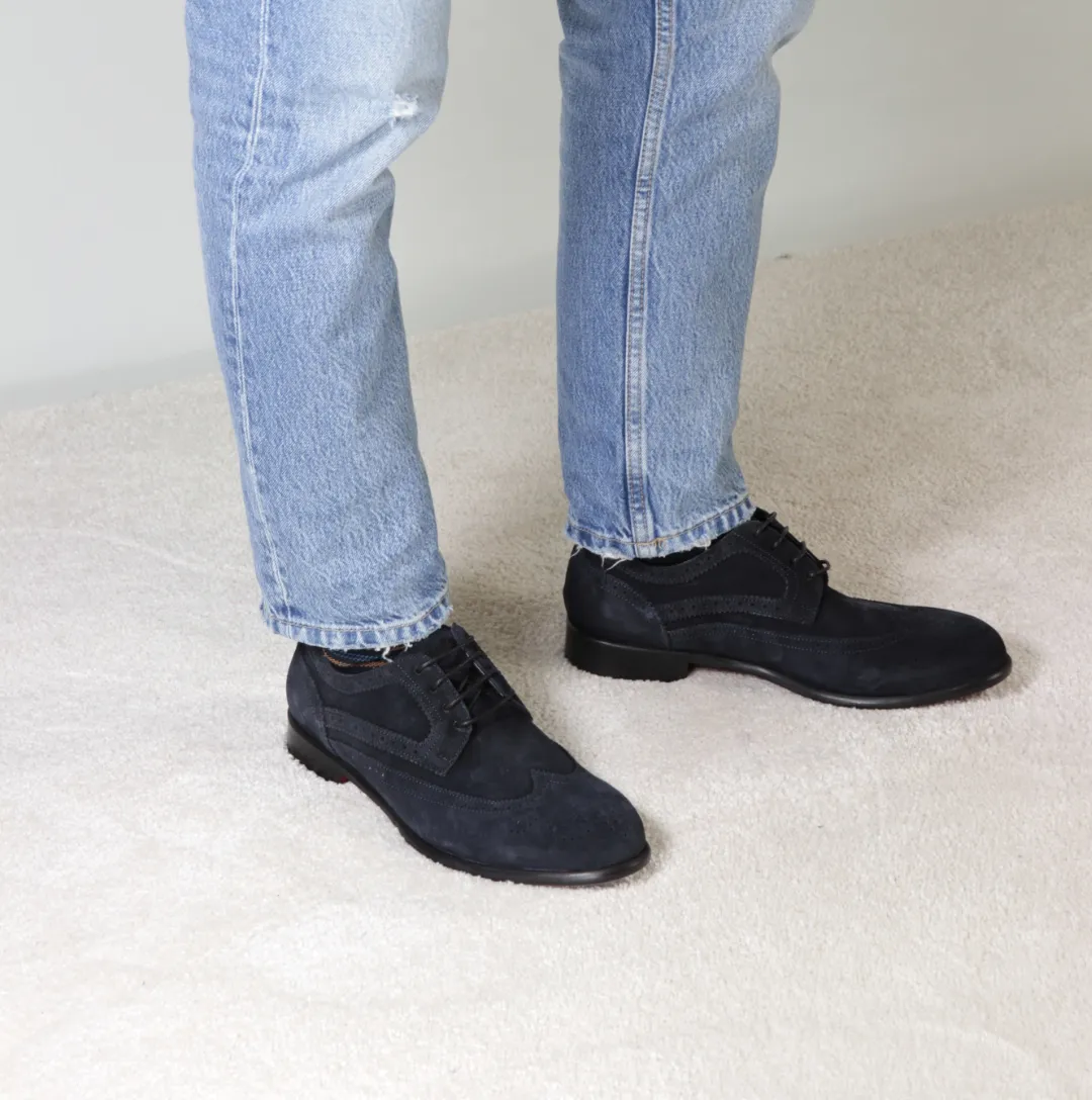 Elegant blue suede derby for men