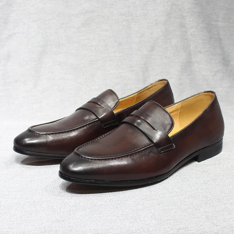 Elegant Penny Loafers Leather Men Shoes