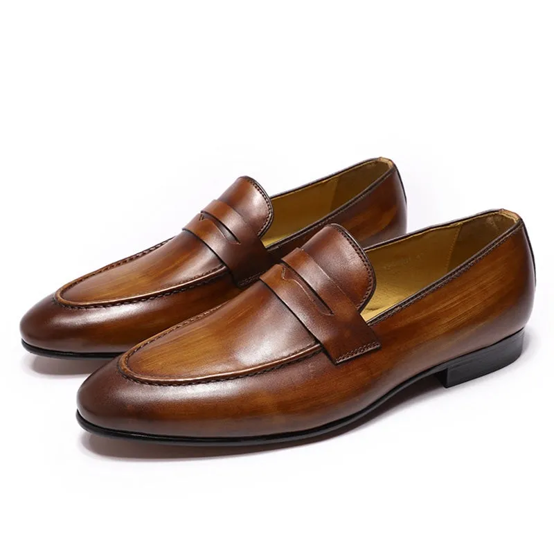 Elegant Penny Loafers Leather Men Shoes