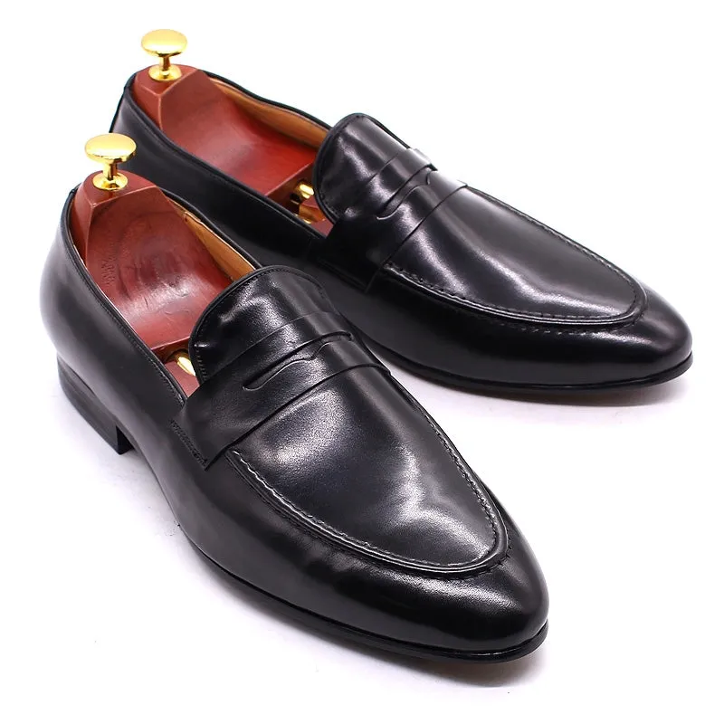 Elegant Penny Loafers Leather Men Shoes
