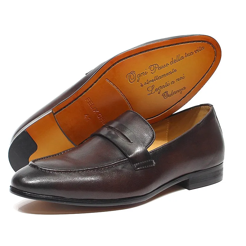 Elegant Penny Loafers Leather Men Shoes