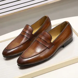 Elegant Penny Loafers Leather Men Shoes
