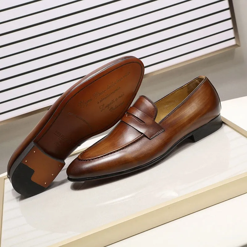Elegant Penny Loafers Leather Men Shoes