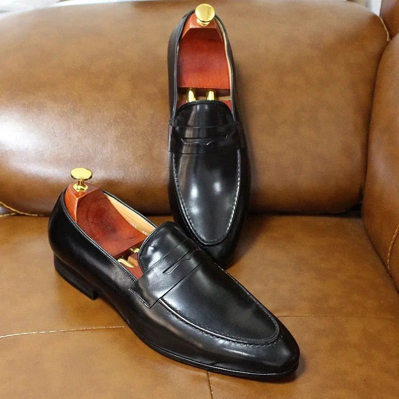 Elegant Penny Loafers Leather Men Shoes