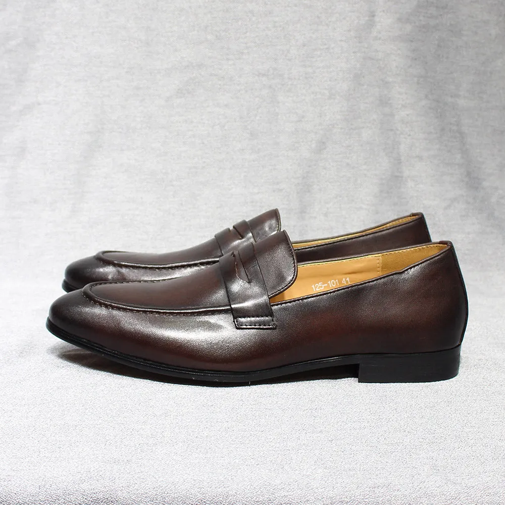Elegant Penny Loafers Leather Men Shoes