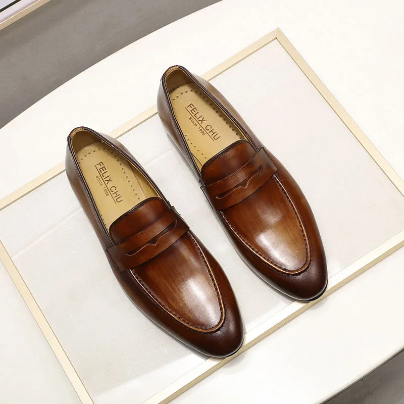 Elegant Penny Loafers Leather Men Shoes