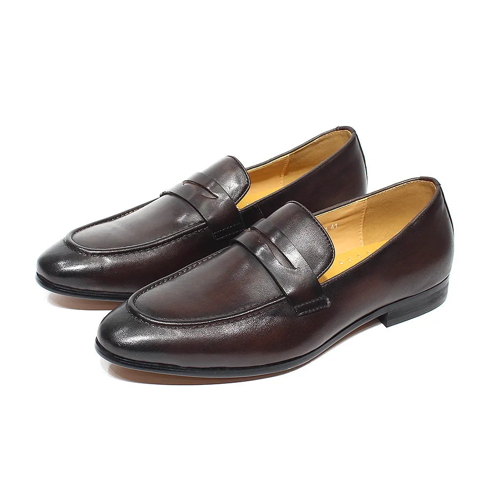 Elegant Penny Loafers Leather Men Shoes