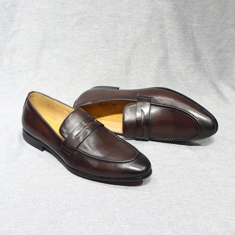 Elegant Penny Loafers Leather Men Shoes