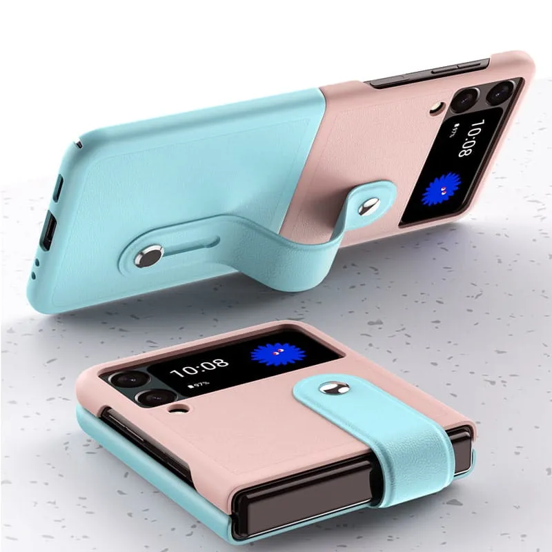 Etui Cover Składane - Samsung Galaxy Z Flip 4 - Różowo-Miętowy